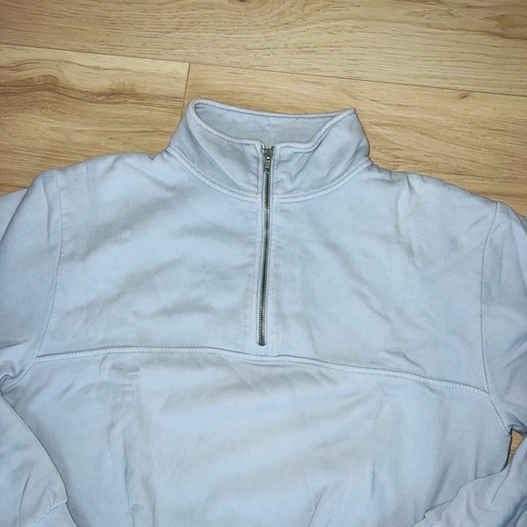 FINAL HOURS! Brandy Melville Half Zip Light Blue Super Comfy SWEATSHIRT - Picture 2 of 4